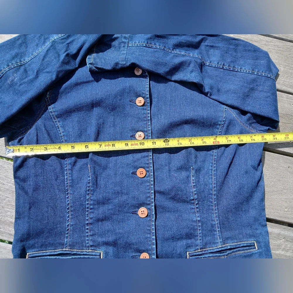 Ralph Lauren Jean Jacket Womens 14 Blue Flared Bell Sleeves Stretch LRL Feminine - Picture 6 of 12